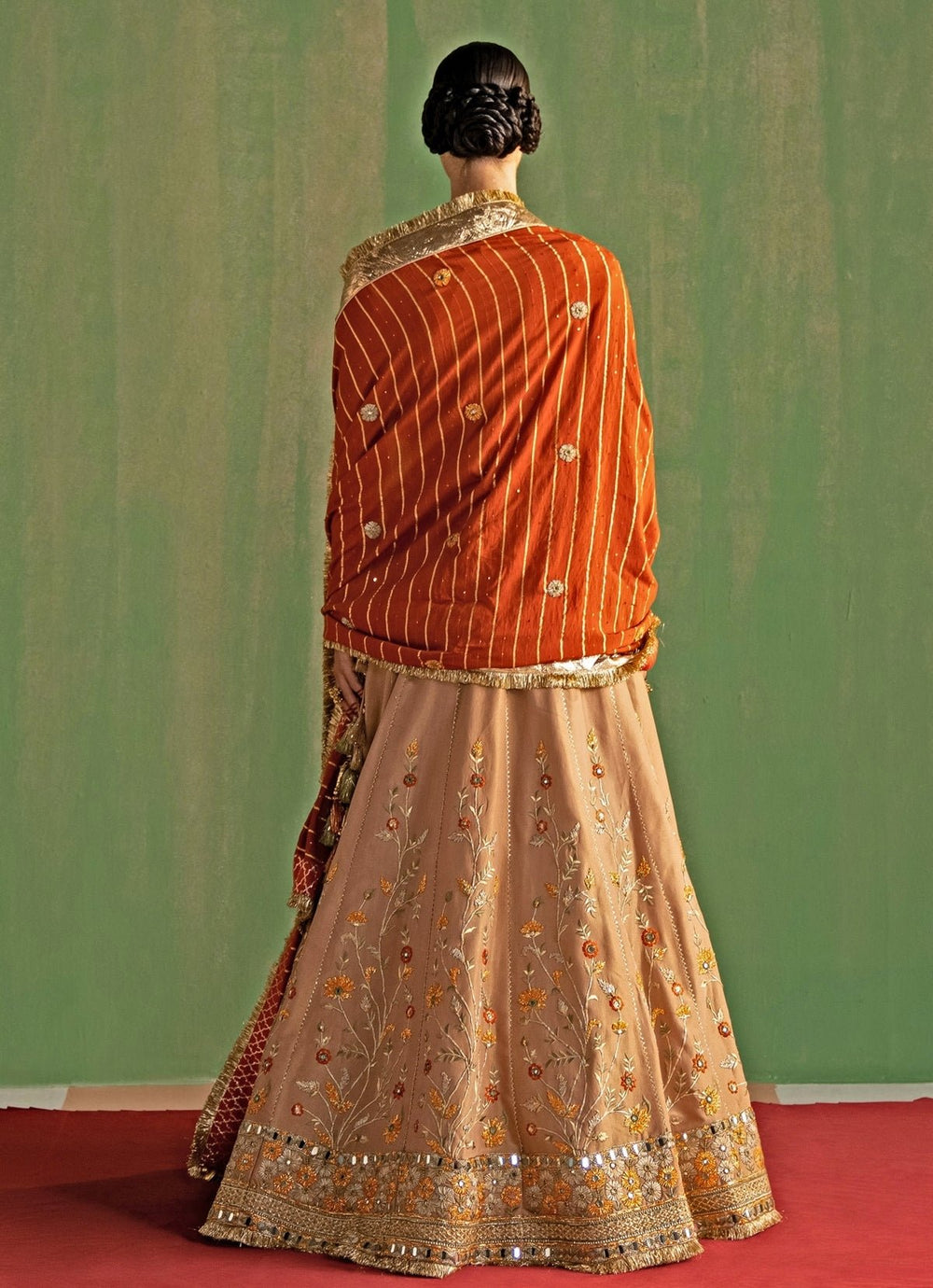 Beige Embroidered Silk Lehenga Set Studio Bagechaa - Fabilicious Fashion