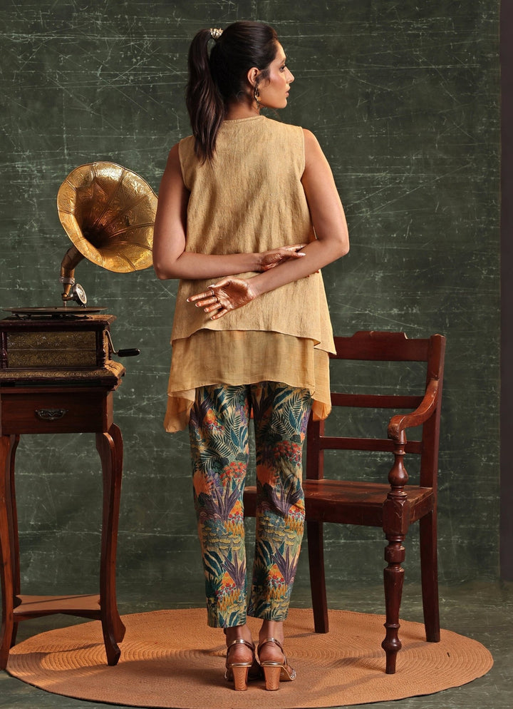 Beige Floral Embroidery Cotton Kurta And Pant Set Soup By Sougat Paul - Fabilicious Fashion