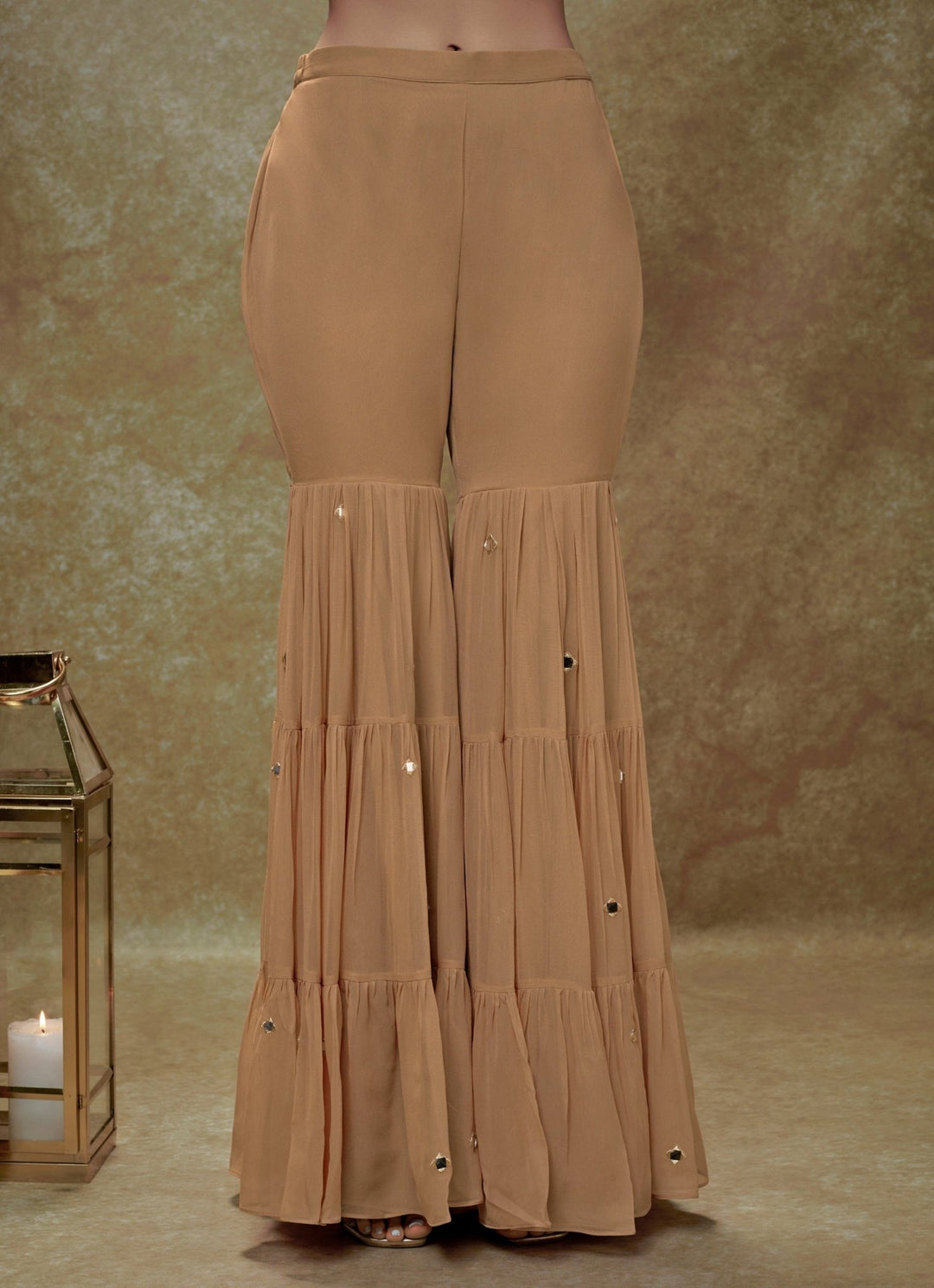 Beige Georgette Kurta Sharara Set Renee Label - Fabilicious Fashion