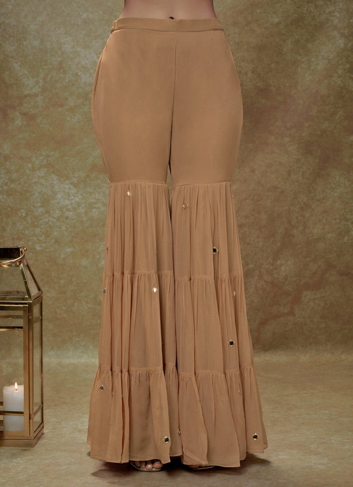Beige Georgette Kurta Sharara Set Renee Label - Fabilicious Fashion