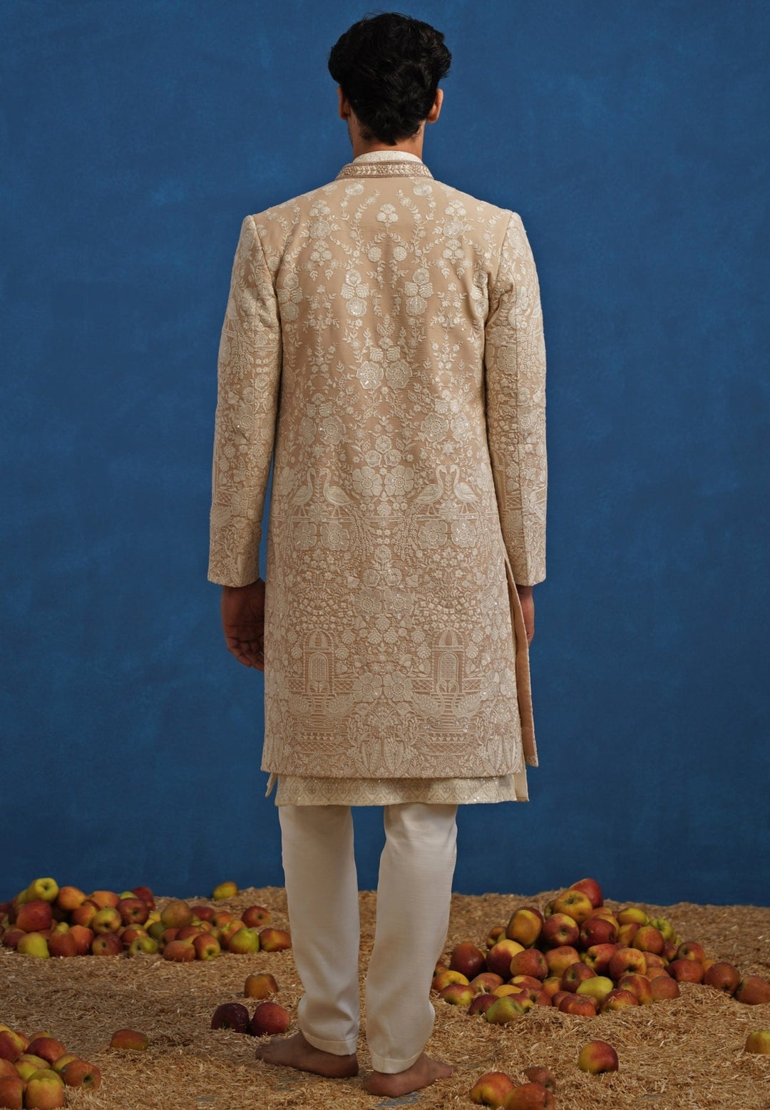 Beige Georgette Sherwani Set Kalpraag - Fabilicious Fashion