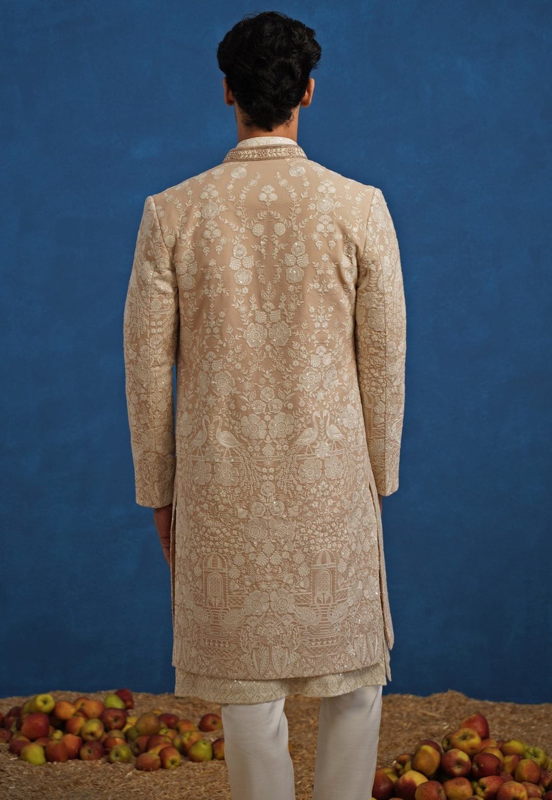 Beige Georgette Sherwani Set Kalpraag - Fabilicious Fashion