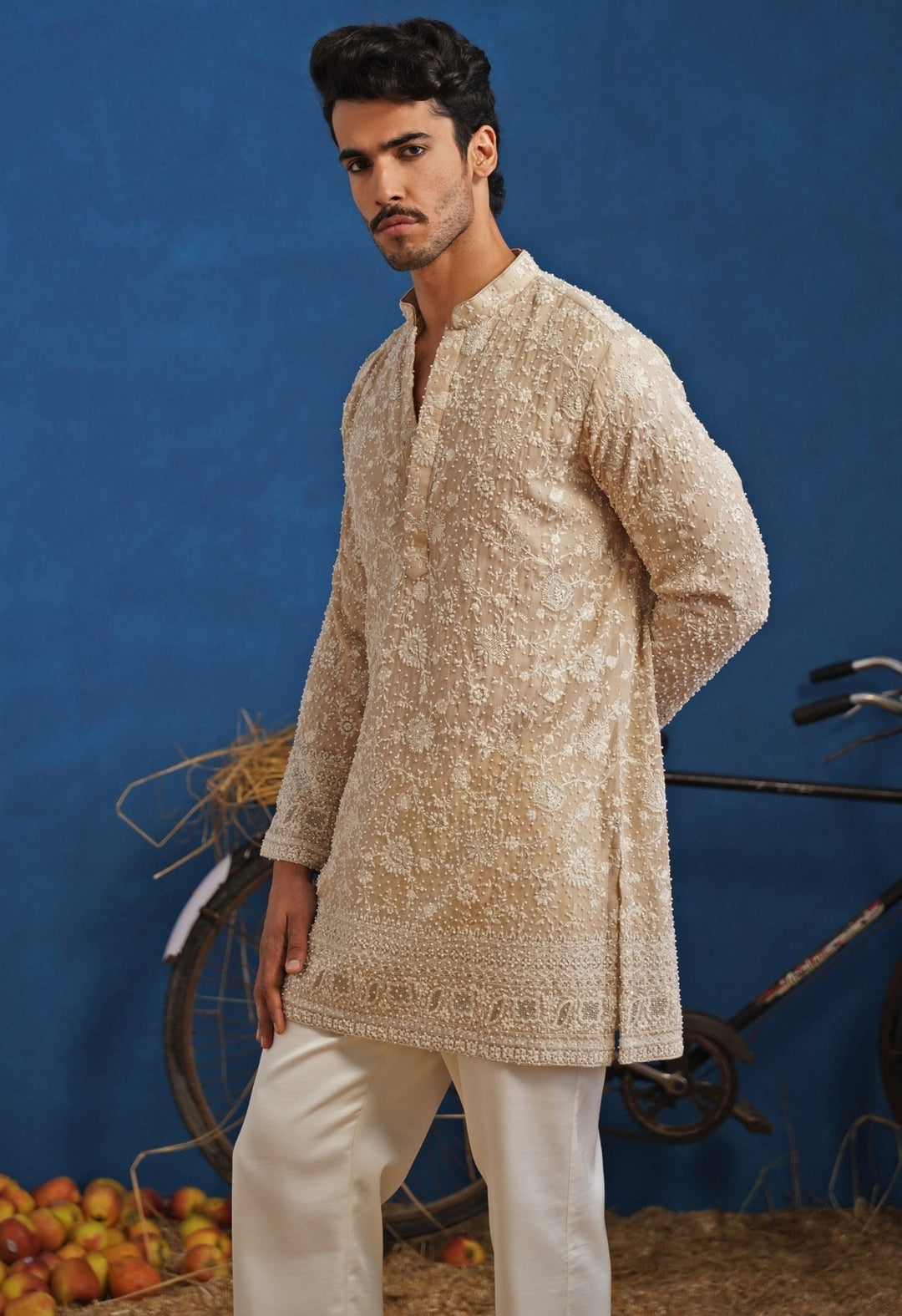 Beige Georgette Short Kurta Set Kalpraag - Fabilicious Fashion