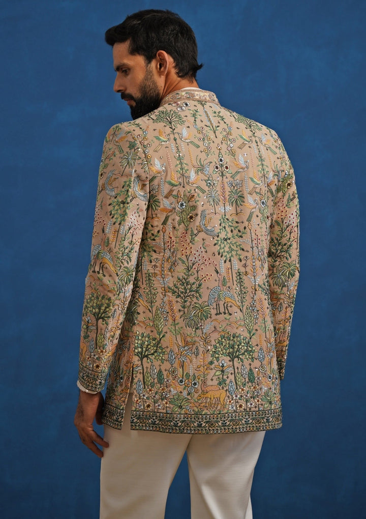 Beige Gold and Ivory Georgette Jodhpuri Set Kalpraag - Fabilicious Fashion