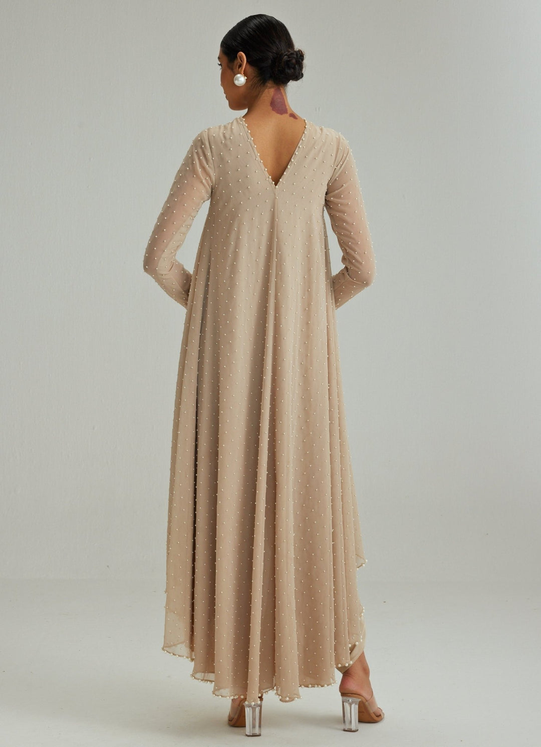Beige Gold Embroidered Kurta With Dhoti Salwar Vvani by Vani Vats - Fabilicious Fashion