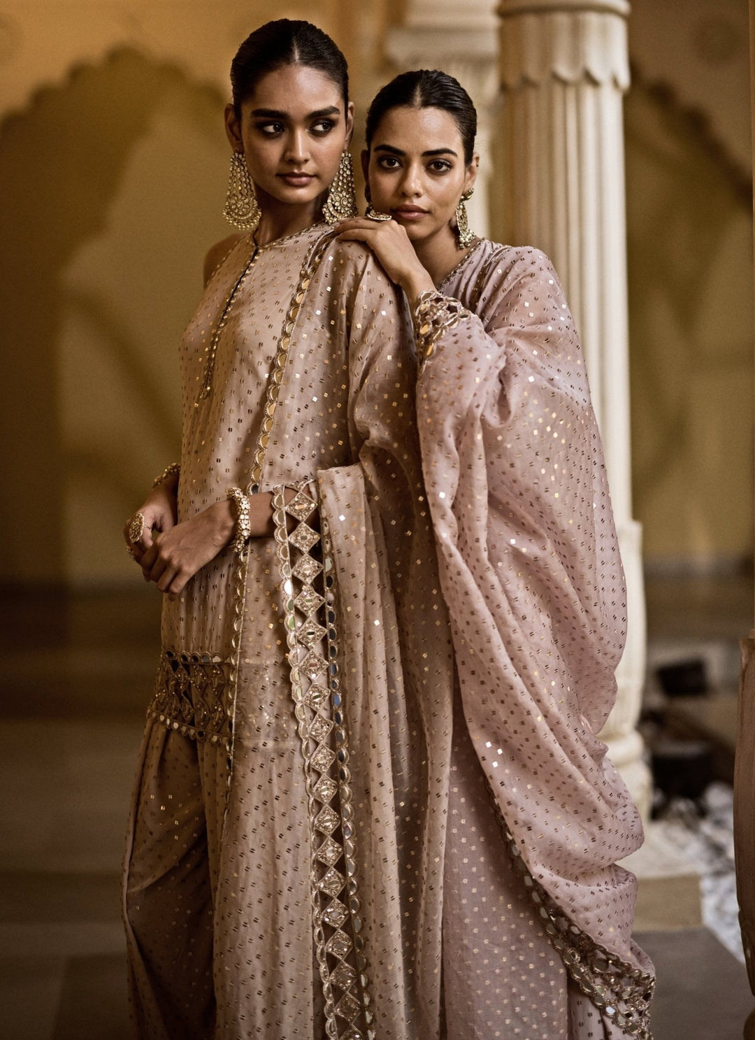 Vvani by Vani Vats Beige Gold Georgette Kurta SalwarFabilicious Fashion