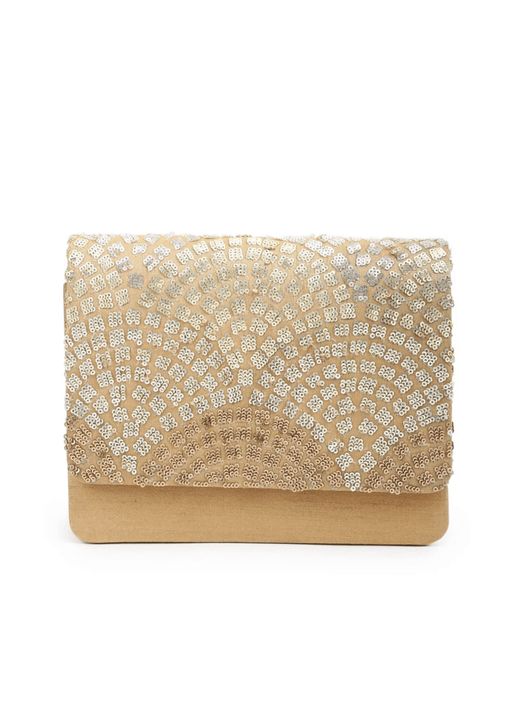 Beige Gold Mosaic Sequins Clutch The Purple Sack - Fabilicious Fashion