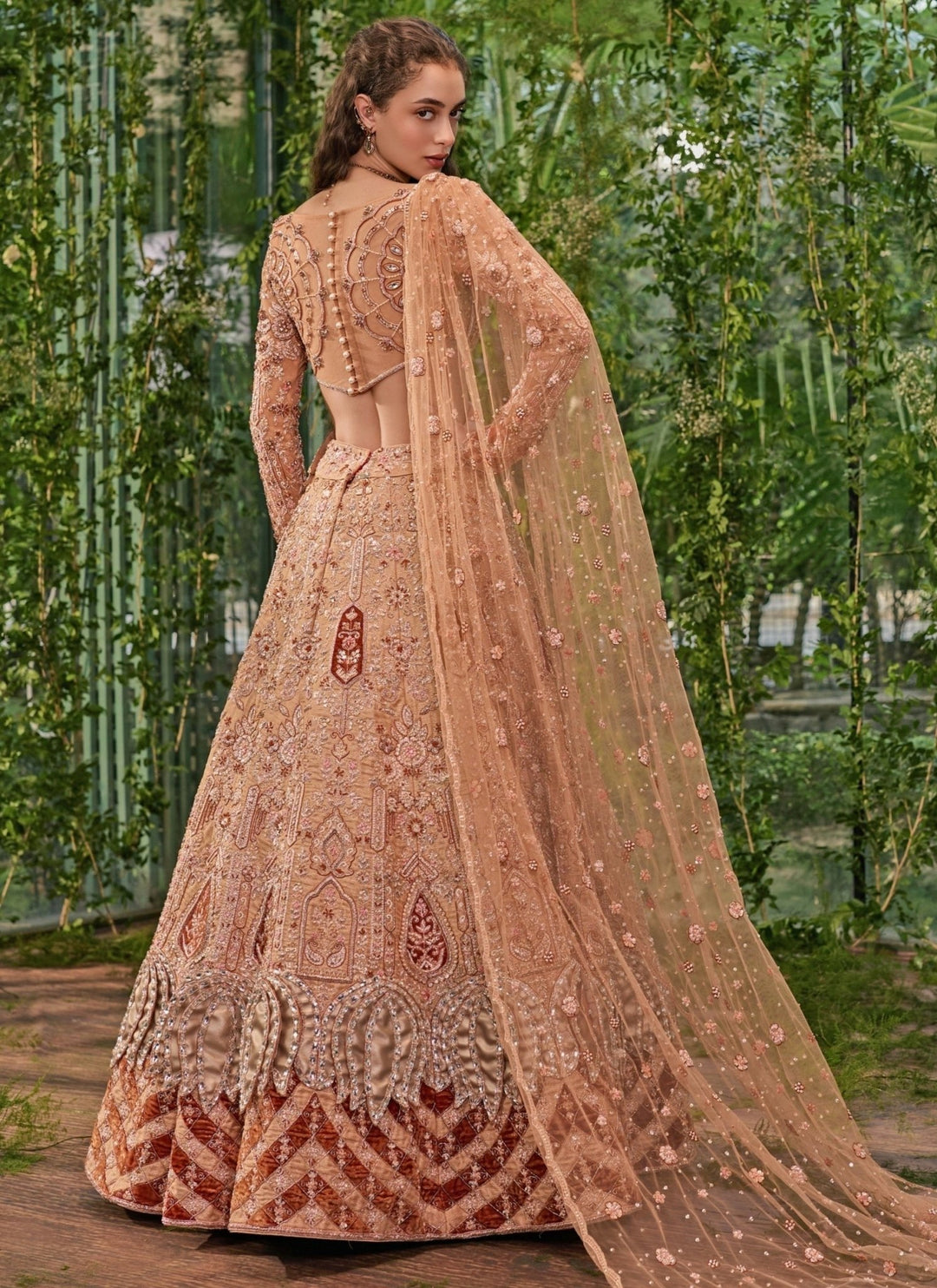 Jigar and Nikita Beige Gold Organza Bridal Lehenga SetFabilicious Fashion