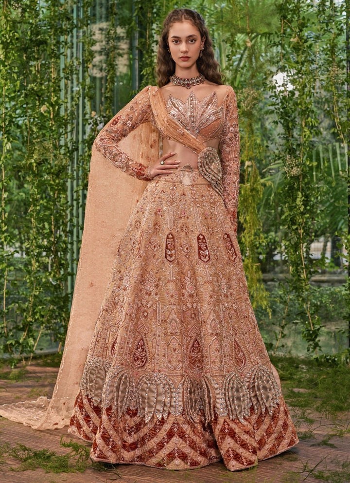 Jigar and Nikita Beige Gold Organza Bridal Lehenga SetFabilicious Fashion