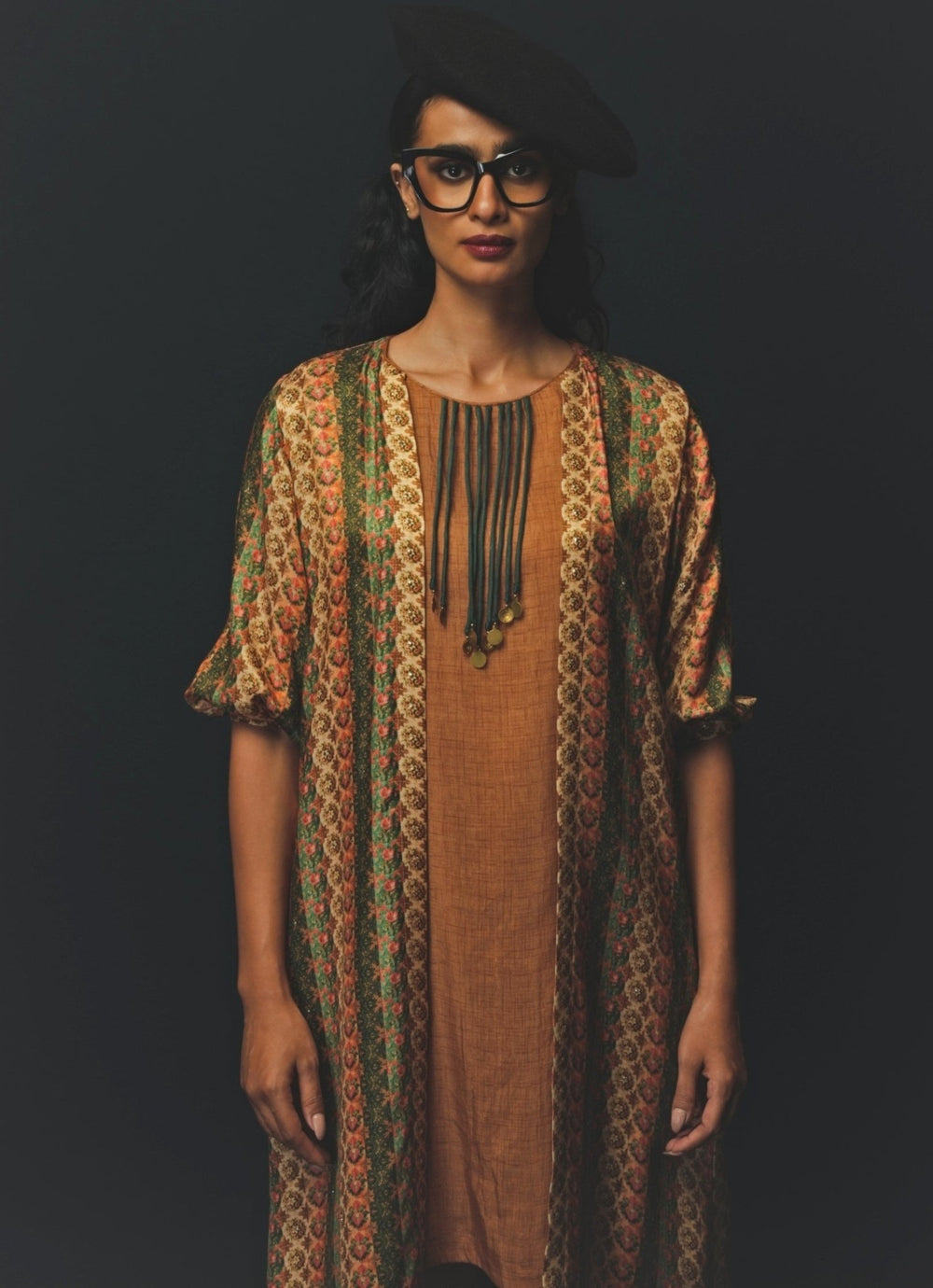 Beige Gold Satin Co - Ord Set Basil Leaf - Fabilicious Fashion