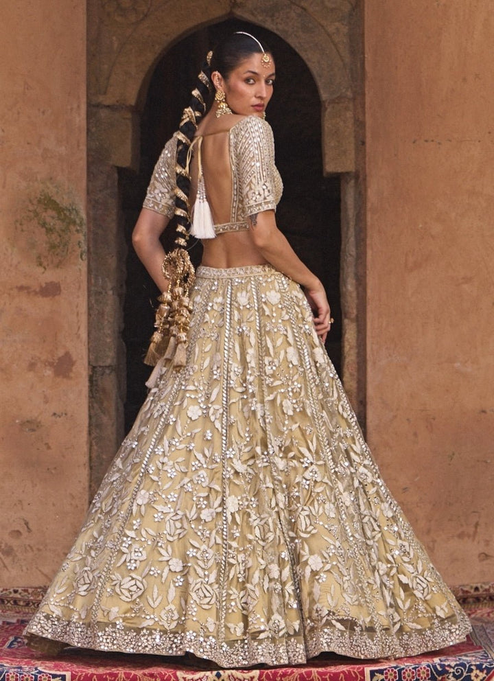 Angad Singh Beige Gold Soft Net Lehenga SetFabilicious Fashion