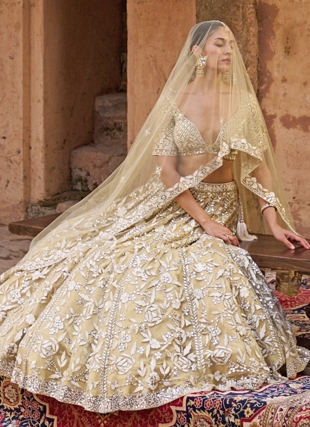 Angad Singh Beige Gold Soft Net Lehenga SetFabilicious Fashion