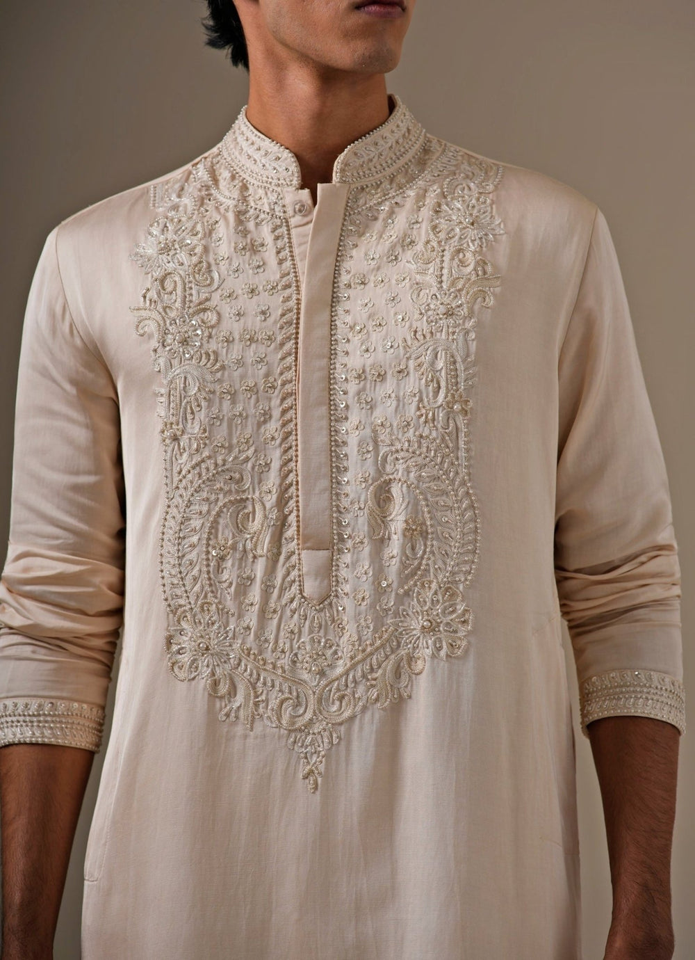 Darzi House Beige Linen Satin Kurta Pants SetFabilicious Fashion