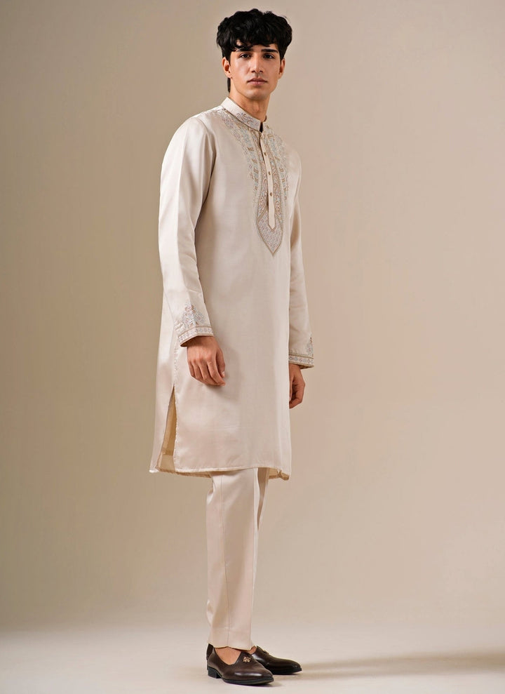 Darzi House Beige Silk Blend Kurta Pants SetFabilicious Fashion