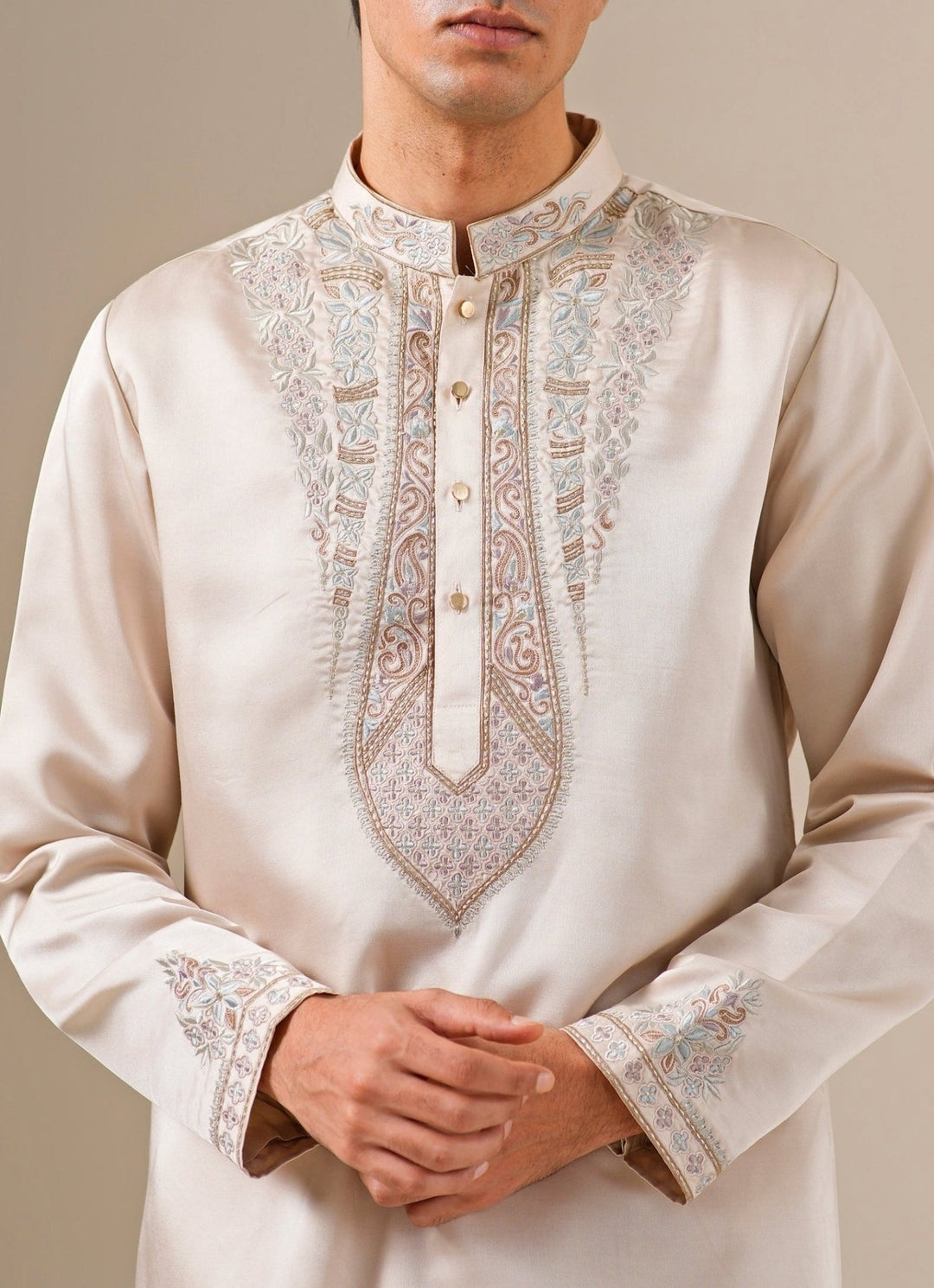 Darzi House Beige Silk Blend Kurta Pants SetFabilicious Fashion