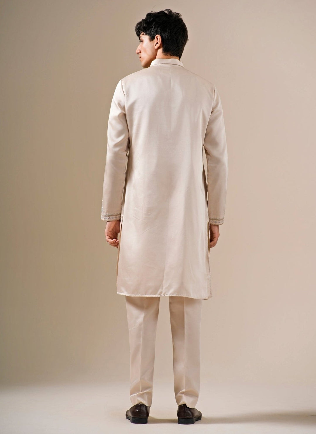 Darzi House Beige Silk Blend Kurta Pants SetFabilicious Fashion