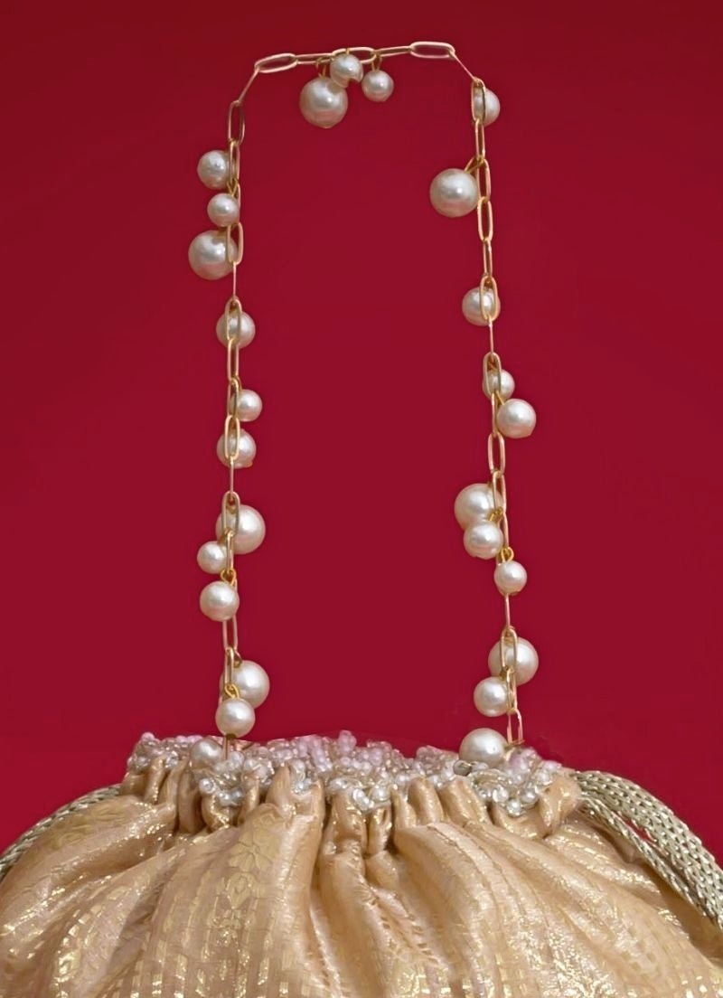 Amyra Beige Silk Organza Bucket BagFabilicious Fashion