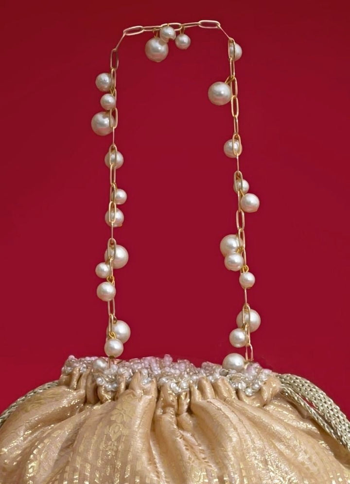Amyra Beige Silk Organza Bucket BagFabilicious Fashion