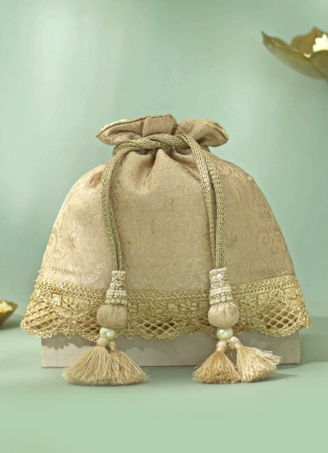 Beige Silk Potli AMYRA - Fabilicious Fashion