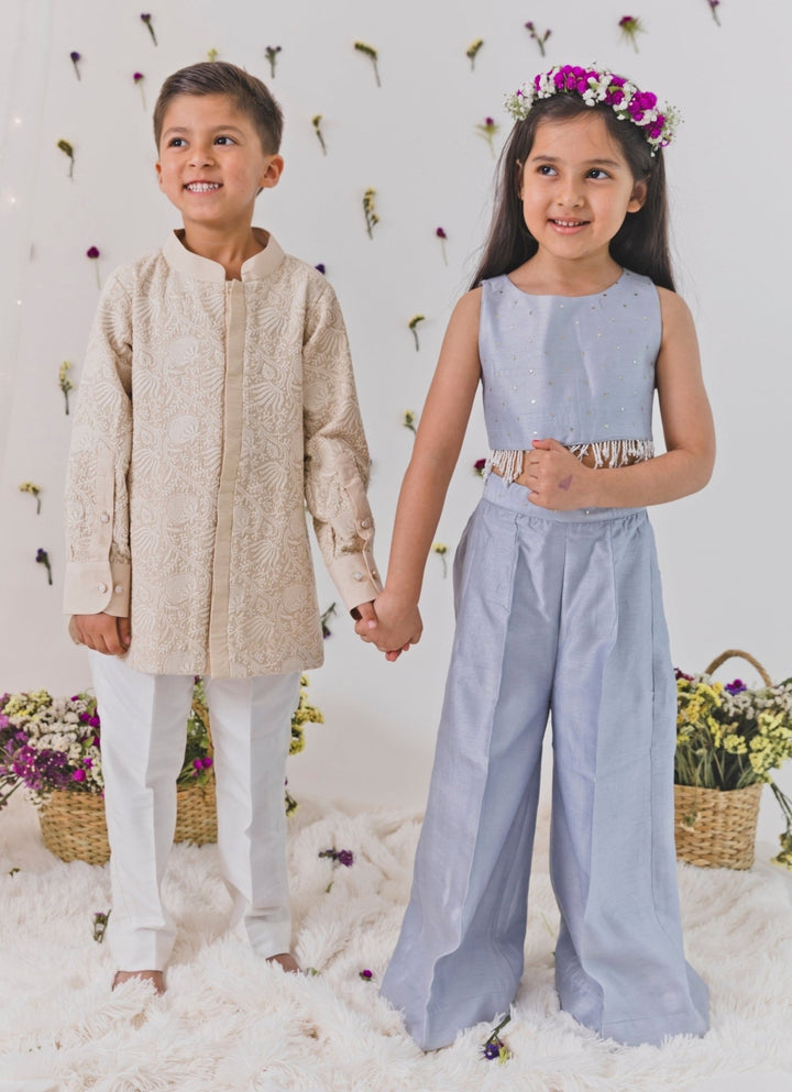 Chotibuti Beige Silk Shirt With Trouser SetFabilicious Fashion