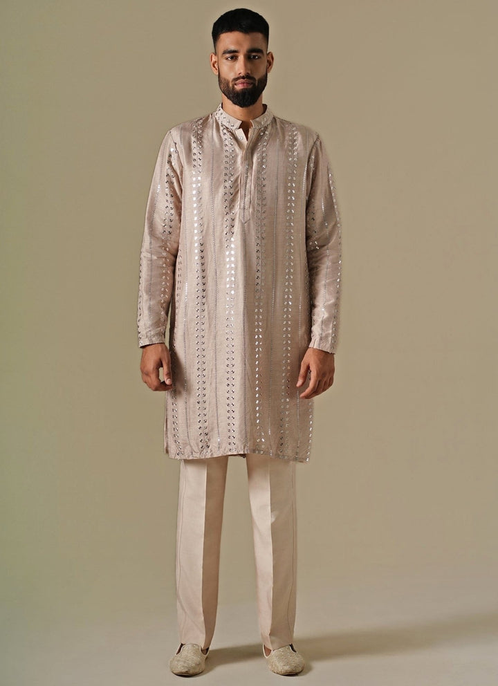Darzi House Beige Starlit Silk Kurta SetFabilicious Fashion