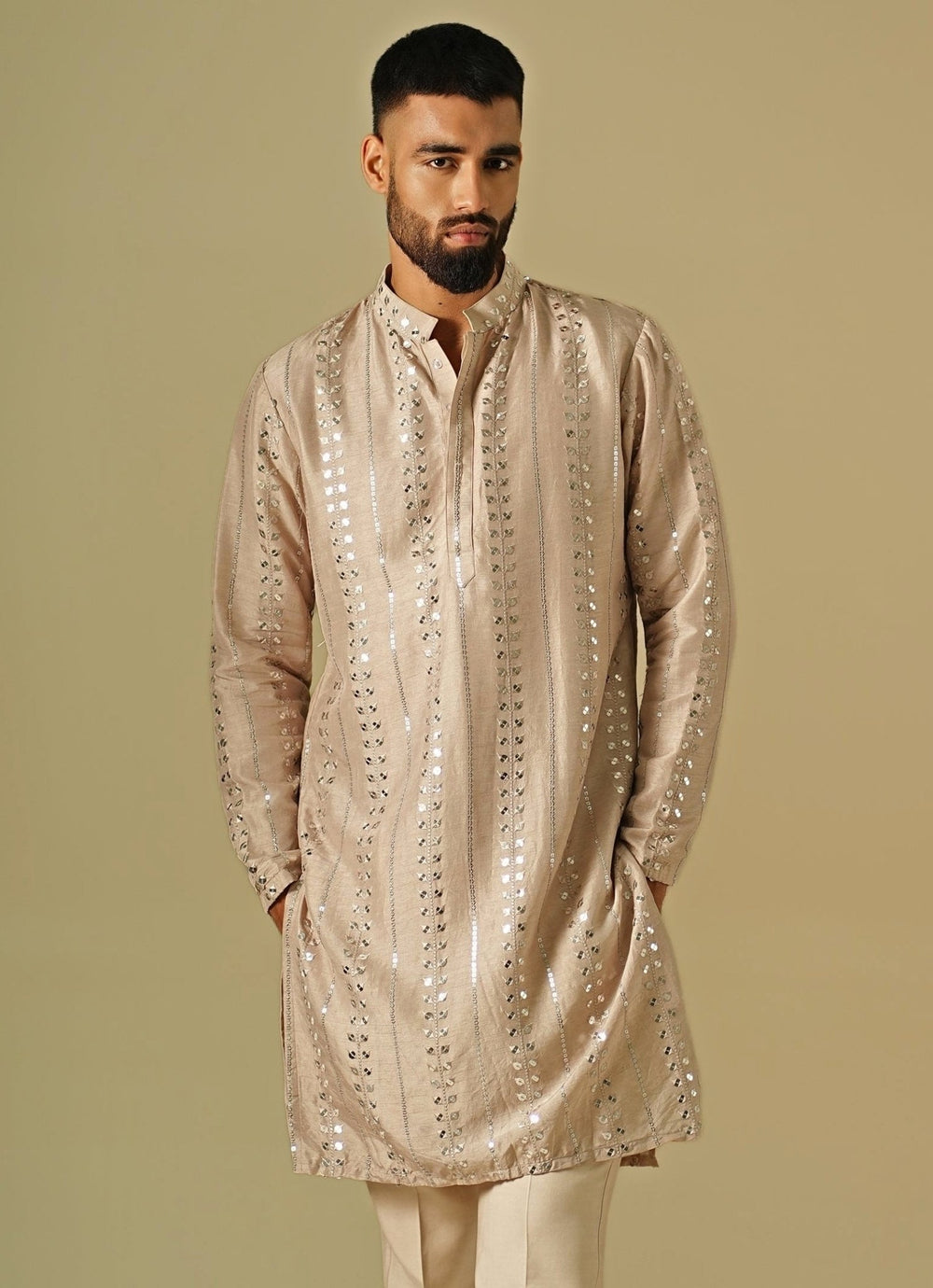 Darzi House Beige Starlit Silk Kurta SetFabilicious Fashion