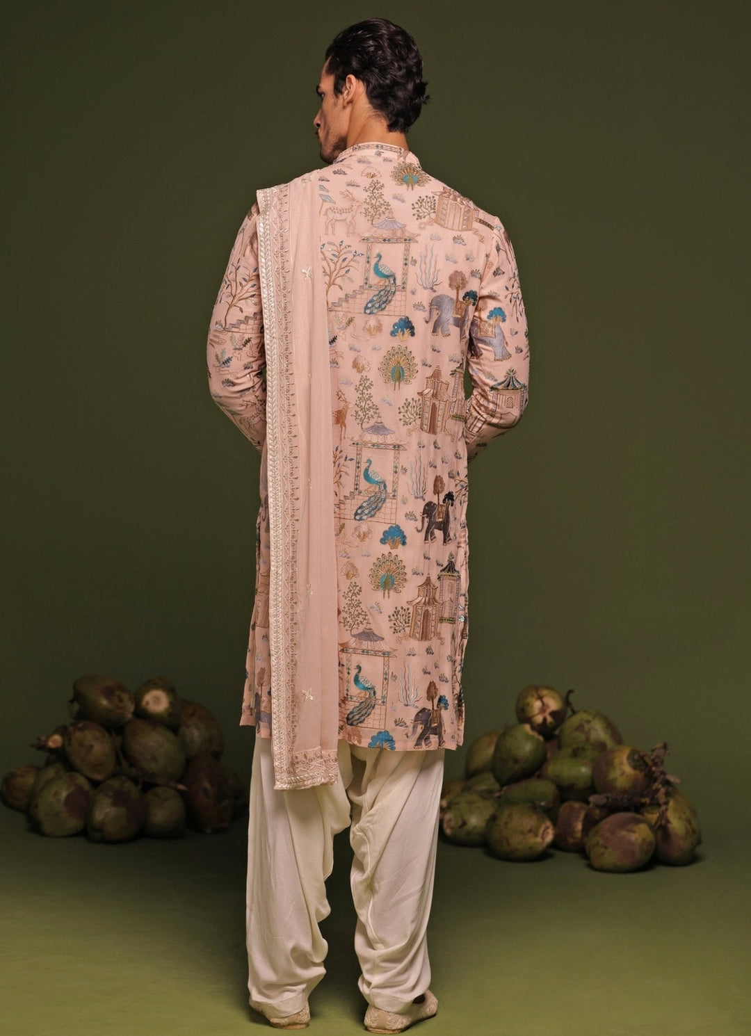 Beige Thread Embroidered Kurta Patiala Pant Set With Dupatta Kalpraag - Fabilicious Fashion