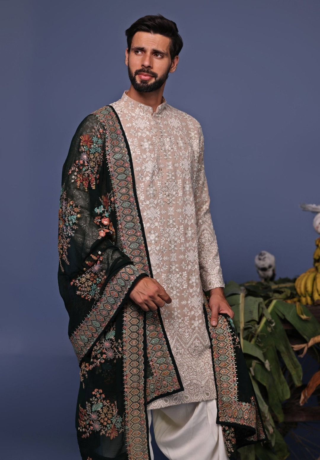 Beige Thread Embroidered Kurta Patiala Set Kalpraag - Fabilicious Fashion