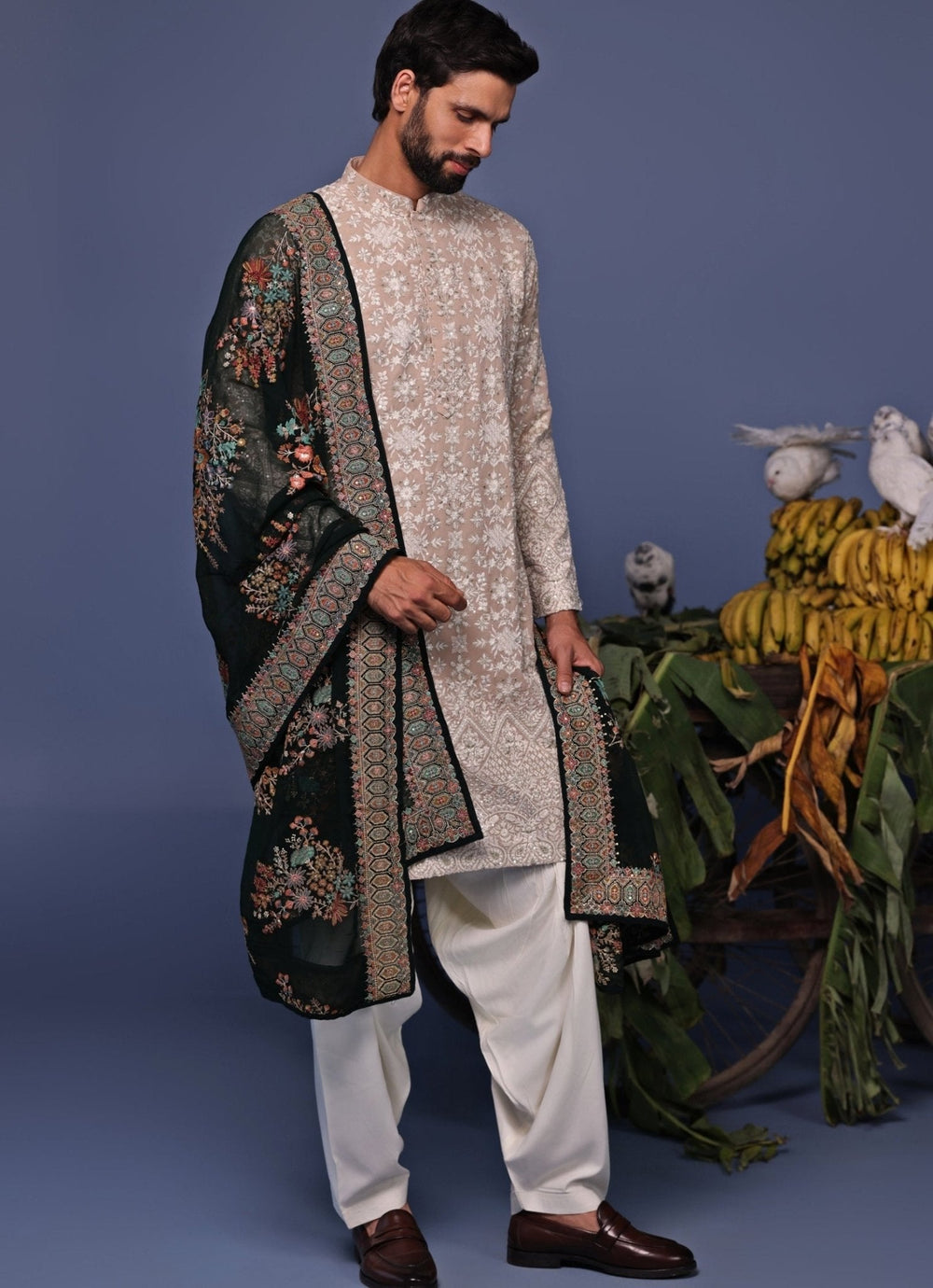 Beige Thread Embroidered Kurta Patiala Set Kalpraag - Fabilicious Fashion