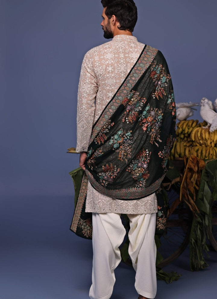 Beige Thread Embroidered Kurta Patiala Set Kalpraag - Fabilicious Fashion