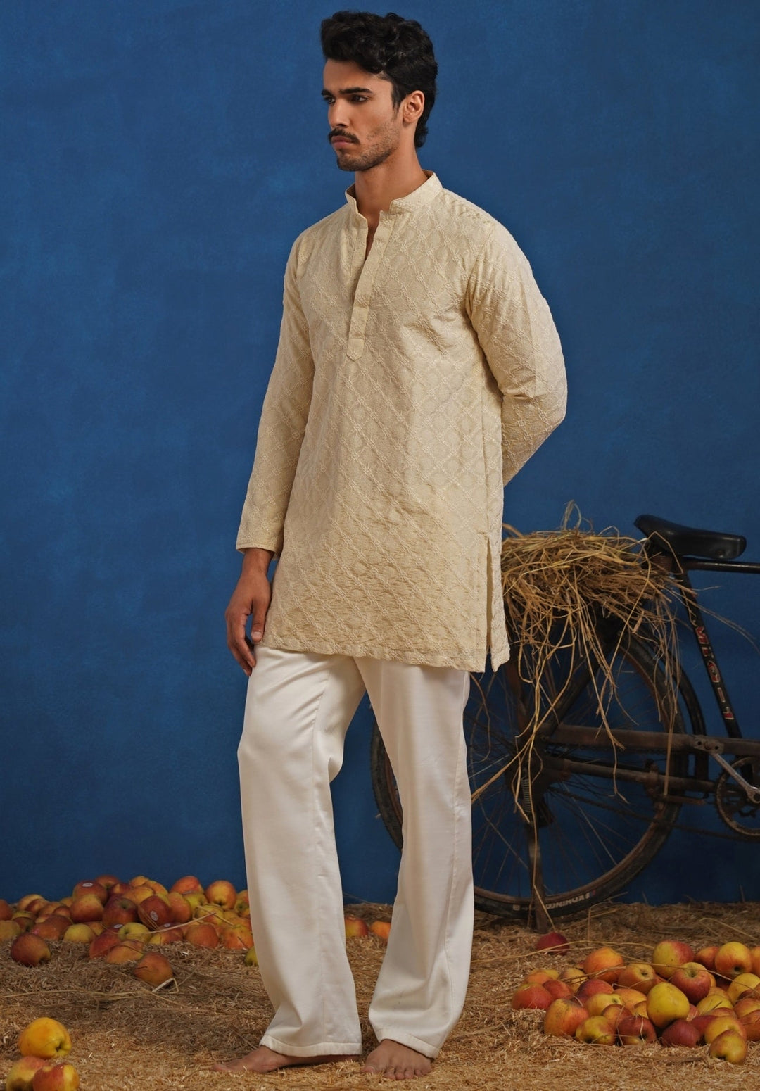 Beige Tissue Short Kurta Set Kalpraag - Fabilicious Fashion