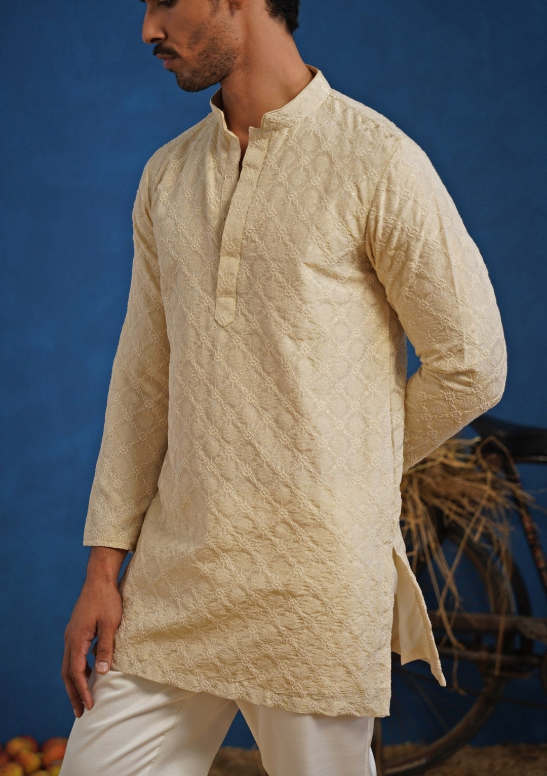 Beige Tissue Short Kurta Set Kalpraag - Fabilicious Fashion