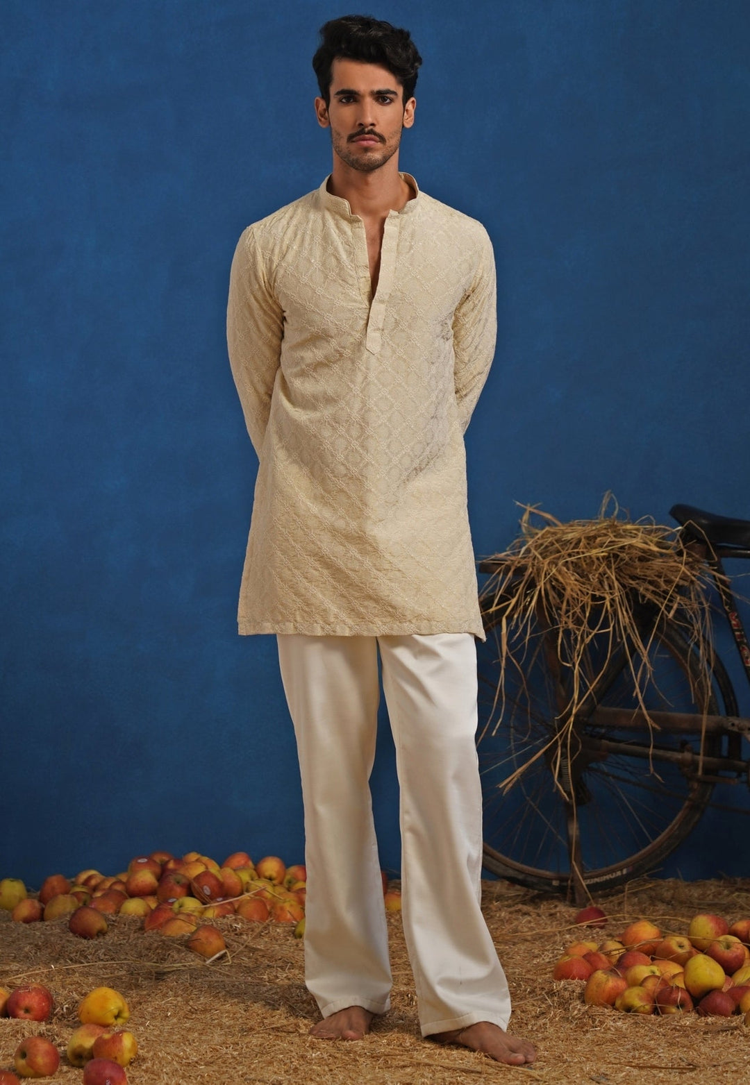 Beige Tissue Short Kurta Set Kalpraag - Fabilicious Fashion