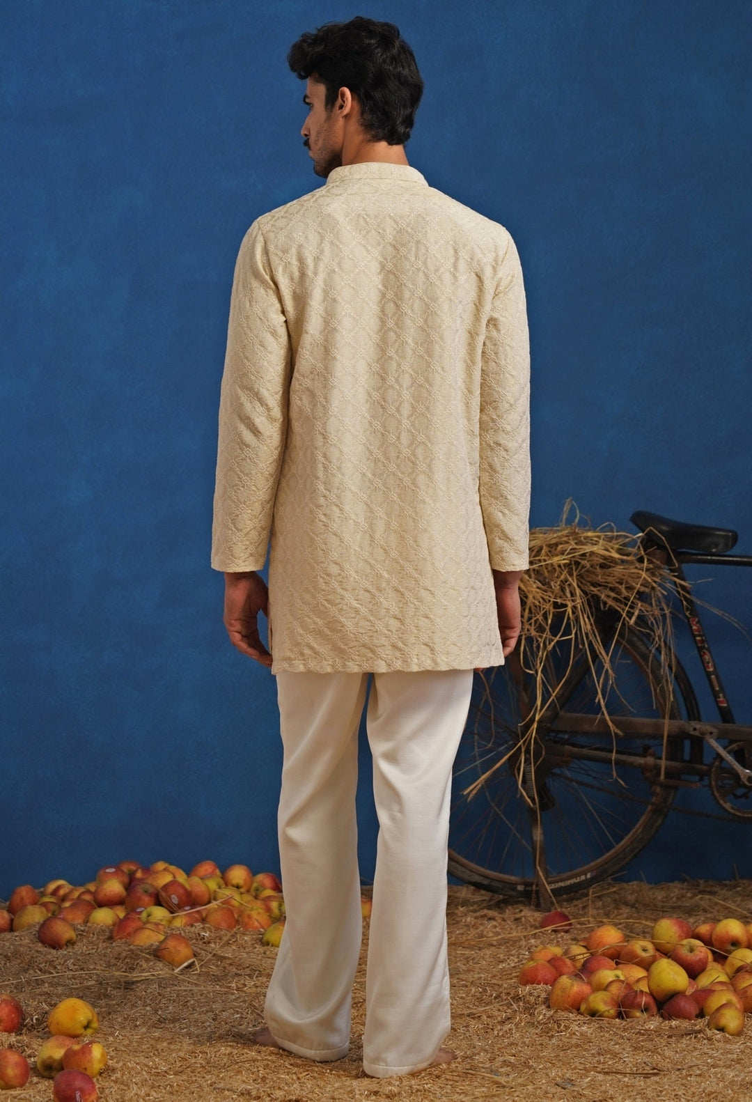 Beige Tissue Short Kurta Set Kalpraag - Fabilicious Fashion