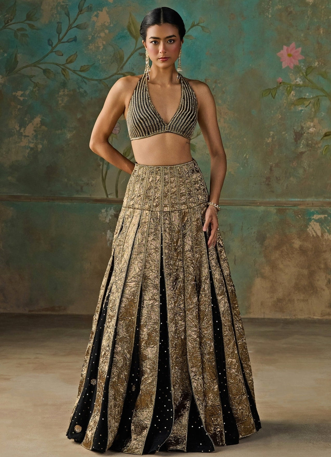 Zoon Tribe Black And Copper Crepe Lehenga SetFabilicious Fashion