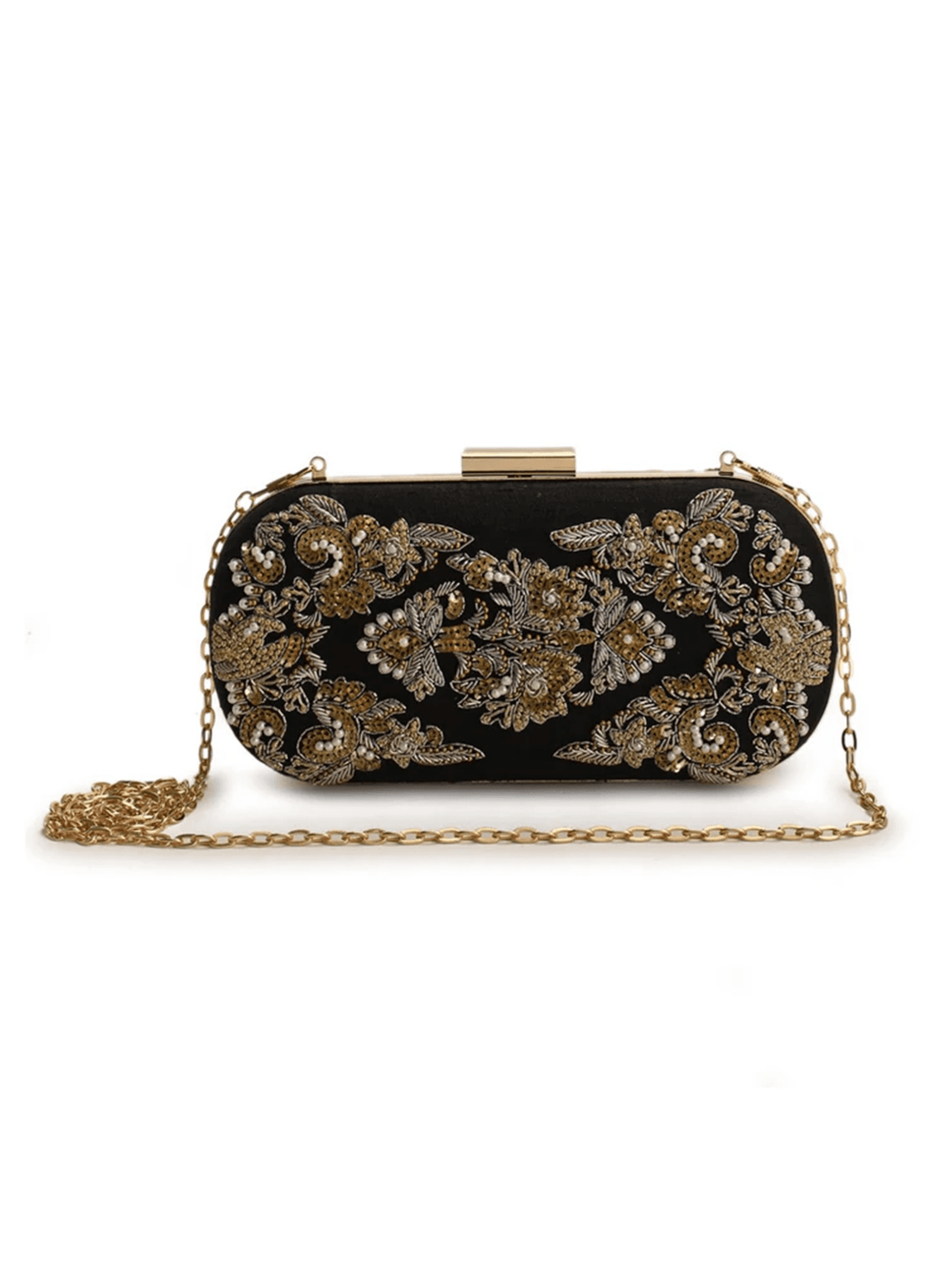 Black and Gold Embellished Clutch The Purple Sack - Fabilicious Fashion