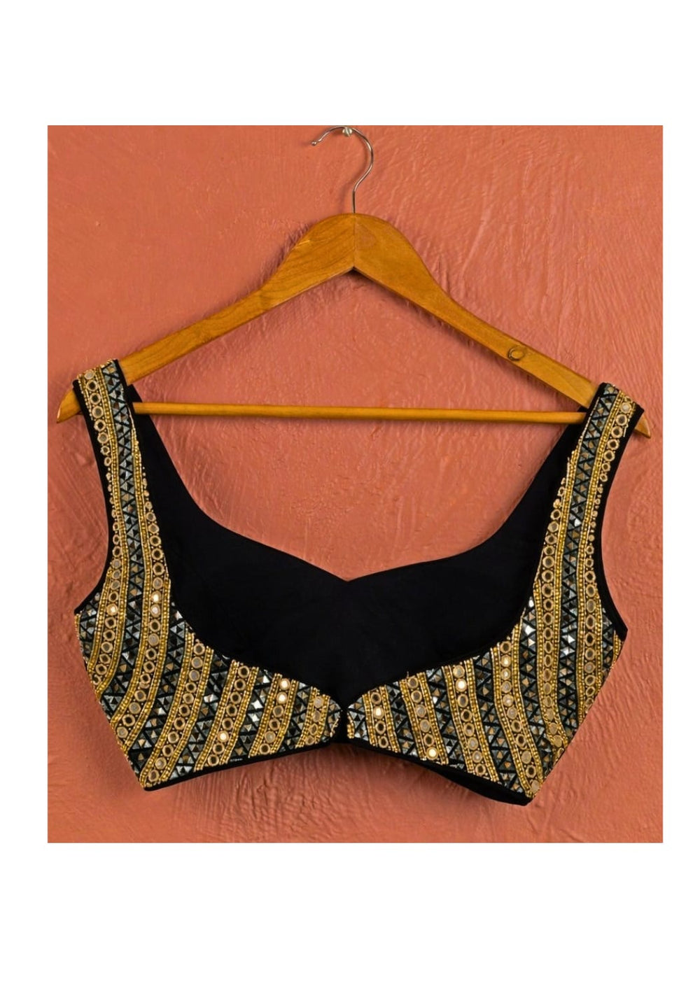 Black And Gold Mirror Raw Silk Blouse Anisha Shetty - Fabilicious Fashion