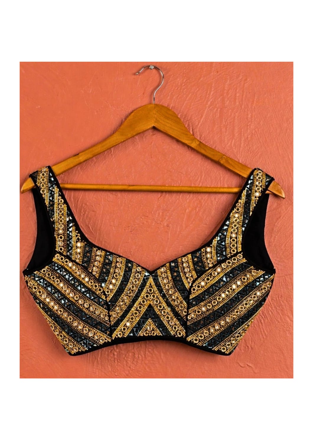 Black And Gold Mirror Raw Silk Blouse Anisha Shetty - Fabilicious Fashion