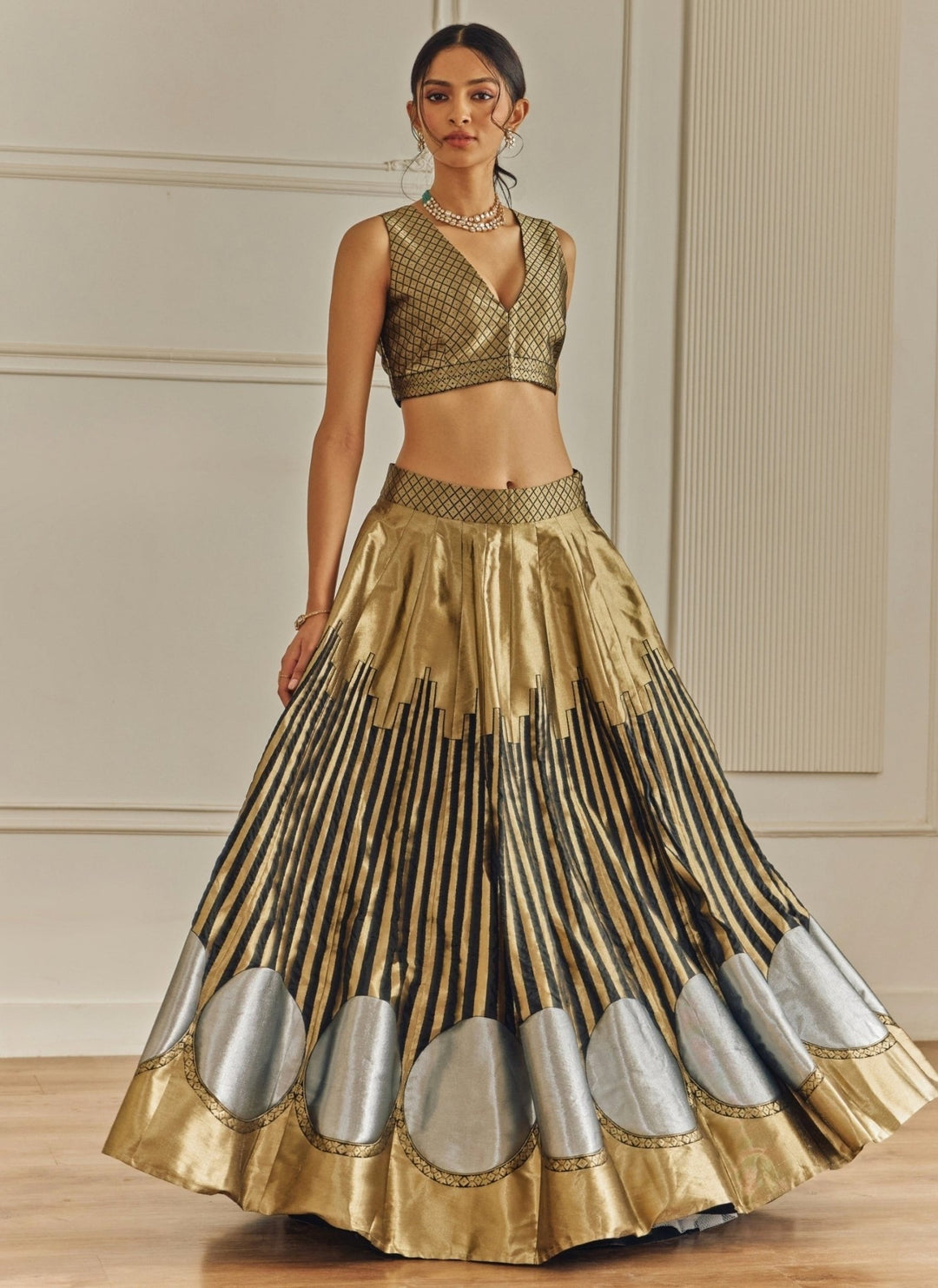 Studio Iris Black And Gold Silk Lehenga SetFabilicious Fashion