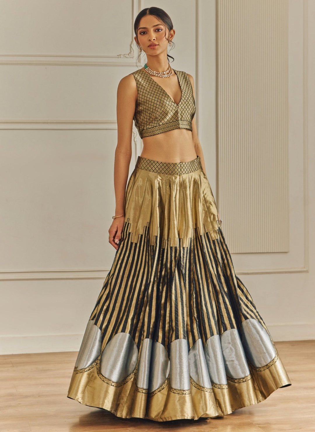 Studio Iris Black And Gold Silk Lehenga SetFabilicious Fashion