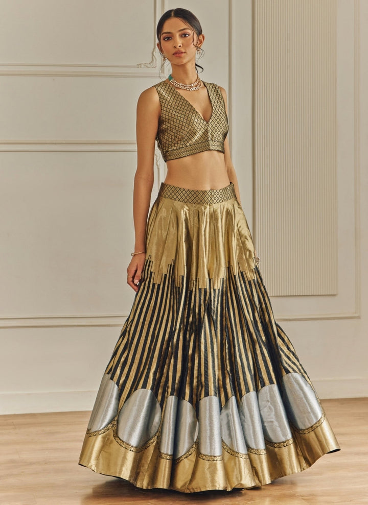 Studio Iris Black And Gold Silk Lehenga SetFabilicious Fashion