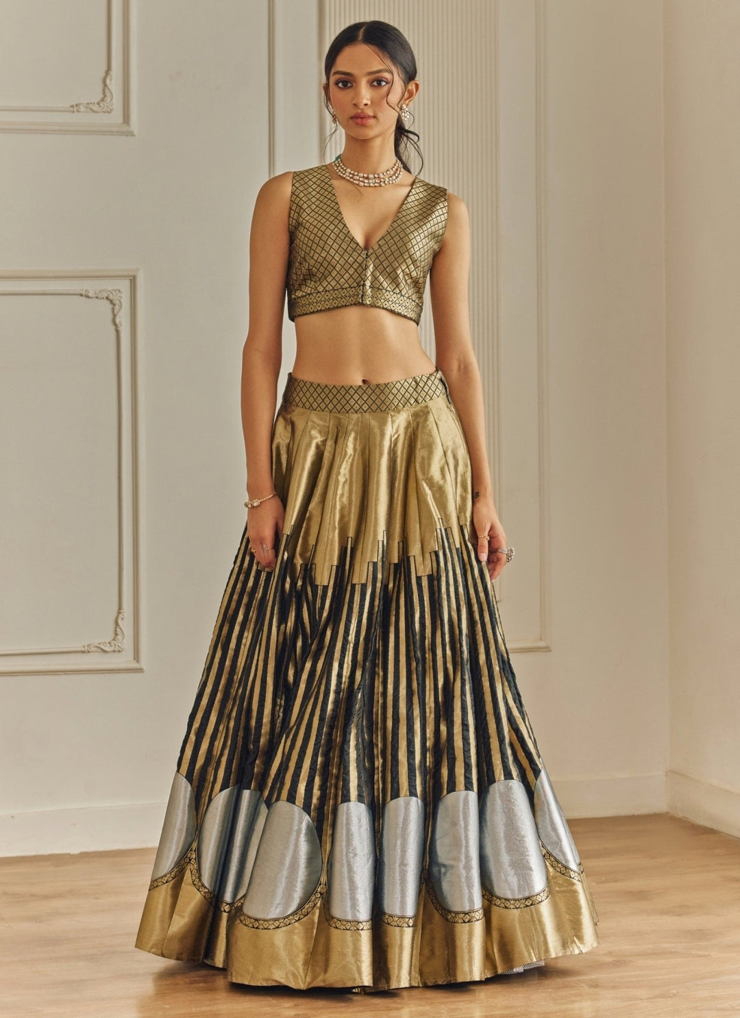 Studio Iris Black And Gold Silk Lehenga SetFabilicious Fashion