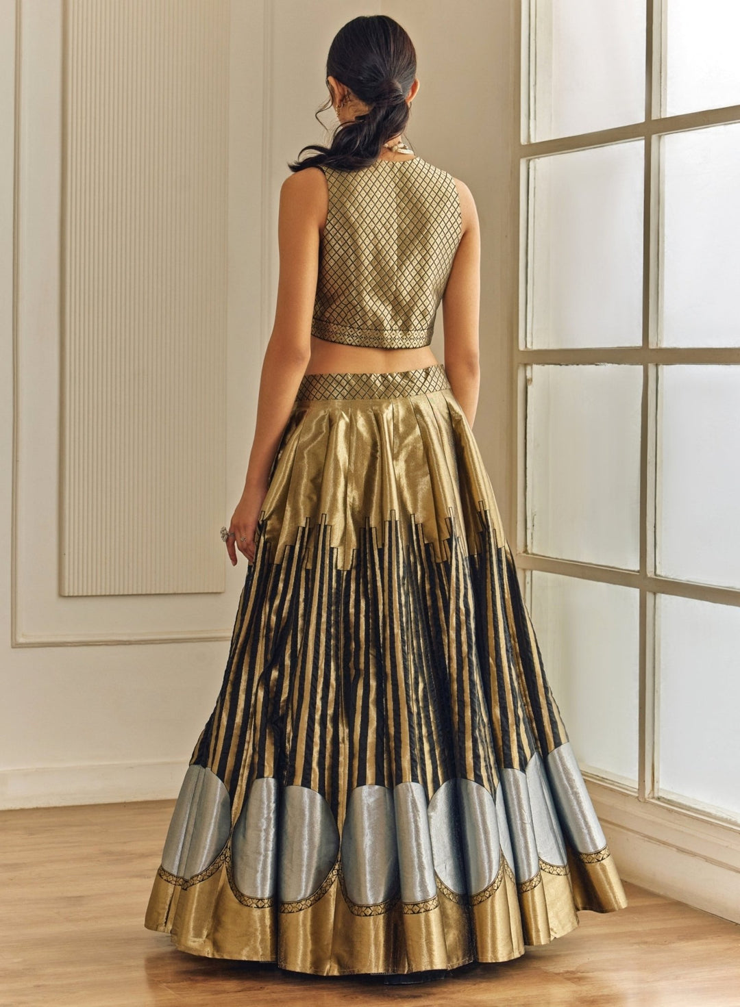 Studio Iris Black And Gold Silk Lehenga SetFabilicious Fashion