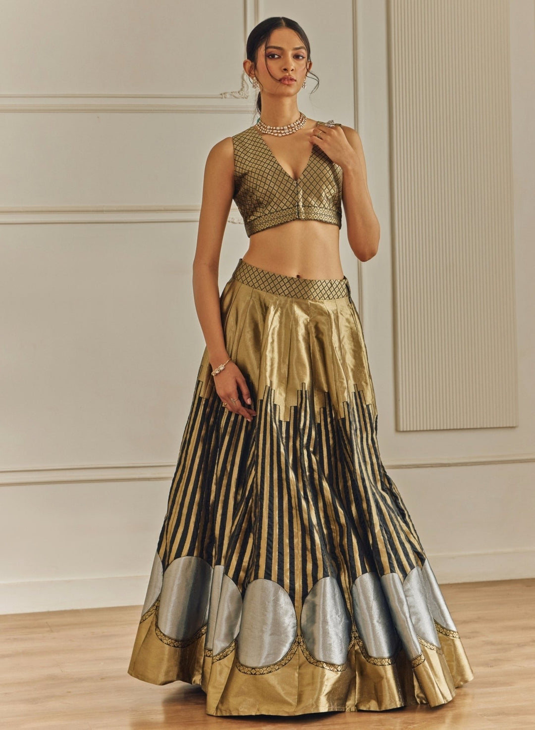 Studio Iris Black And Gold Silk Lehenga SetFabilicious Fashion