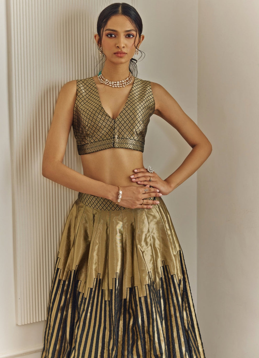 Studio Iris Black And Gold Silk Lehenga SetFabilicious Fashion