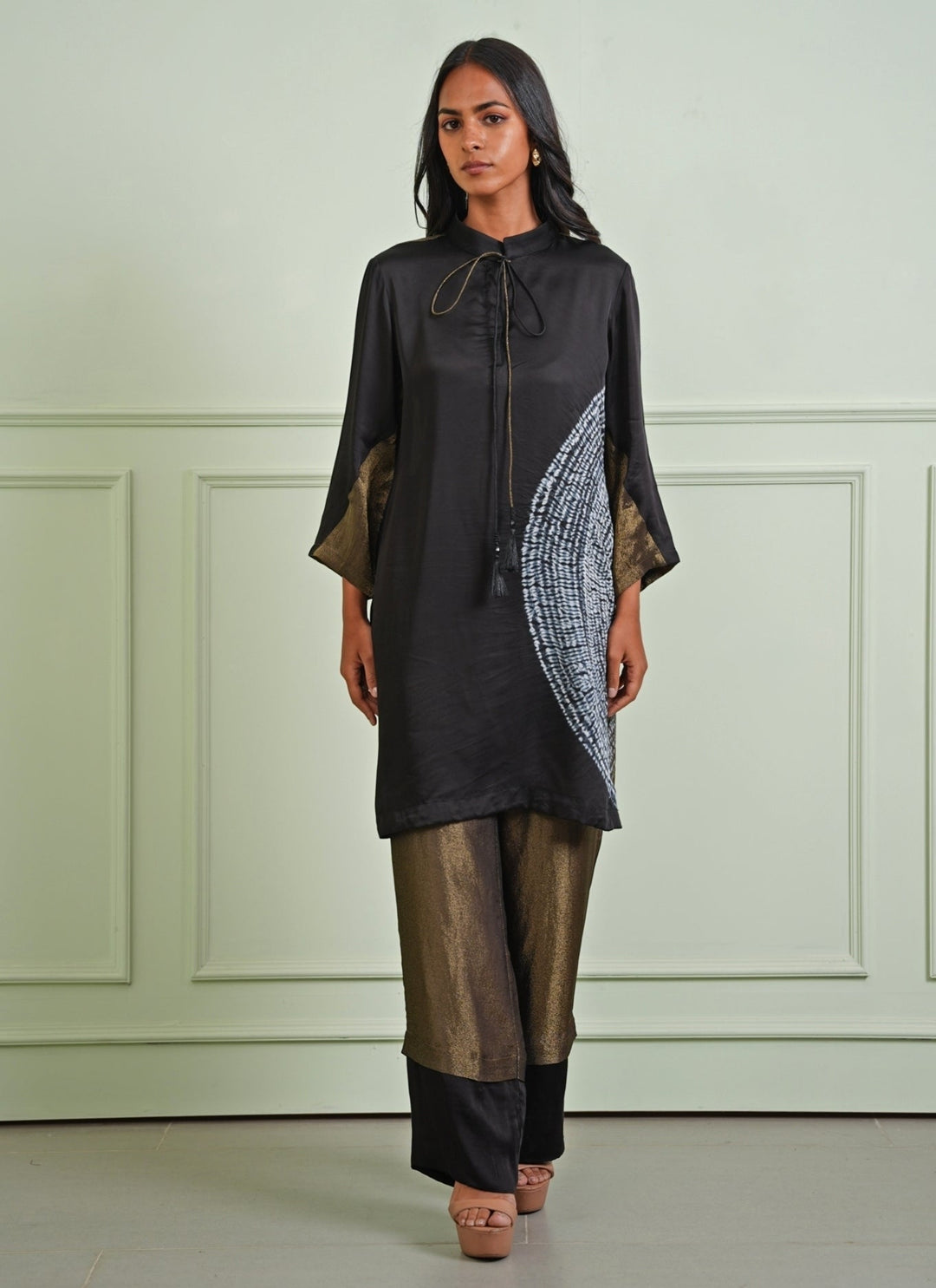 Twenty Nine Black And Gold Tissue Kurta And Pants SetFabilicious Fashion