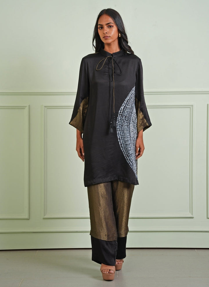 Twenty Nine Black And Gold Tissue Kurta And Pants SetFabilicious Fashion