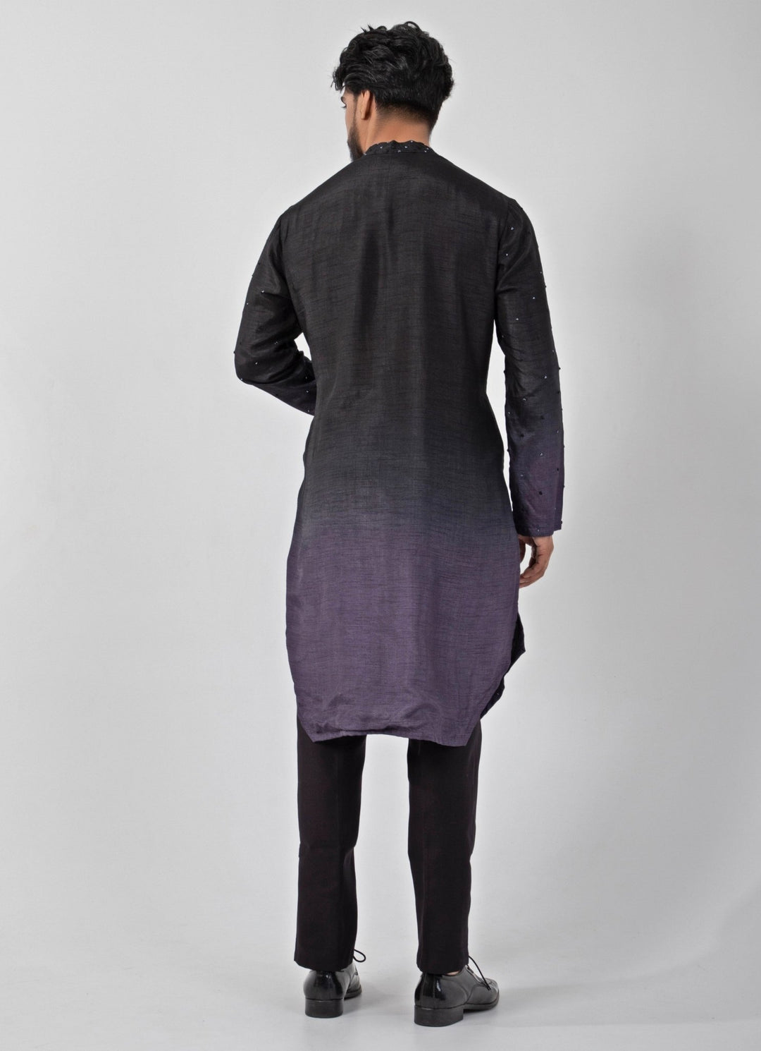 Black And Grey Ombre Embroidered Kurta Pant Set Smriti - Fabilicious Fashion