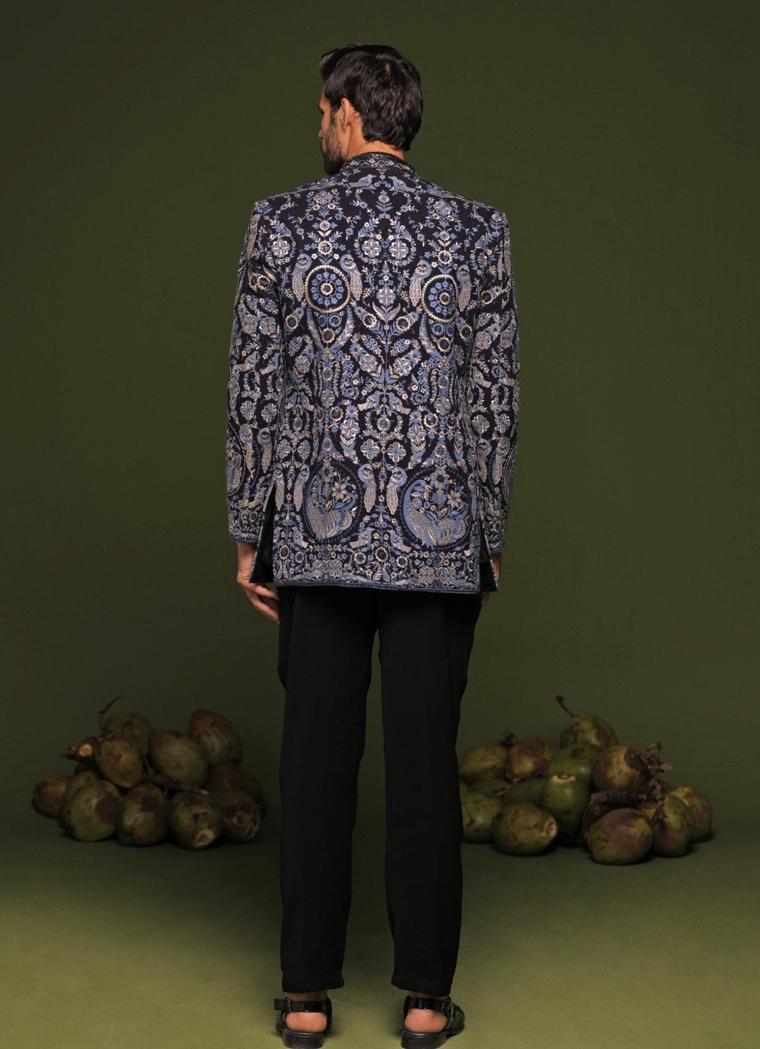 Black And Multicolor Embroidered Jodhpuri Jacket Set Kalpraag - Fabilicious Fashion