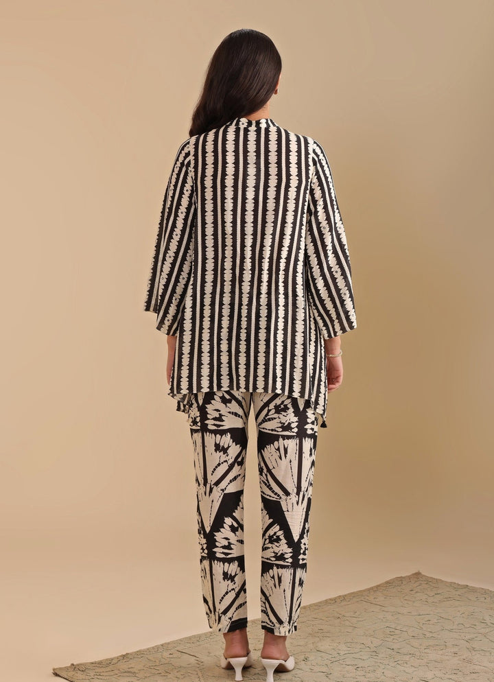 Black And White Embroidered Asymmetric Co Ord Set Soup By Sougat Paul - Fabilicious Fashion